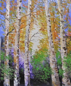 Jean Marie Ferrer artiste peintre de Provence, vente en ligne de tableaux à l'huile au couteau sur toile au couleurs de la Provence. Tableaux vendus en collection privée. Foret en automne.