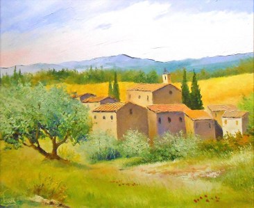 Jean Marie Ferrer artiste peintre de Provence, vente en ligne de tableaux à l'huile au couteau sur toile au couleurs de la Provence. Tableaux vendus en collection privée. Village en Lubéron.