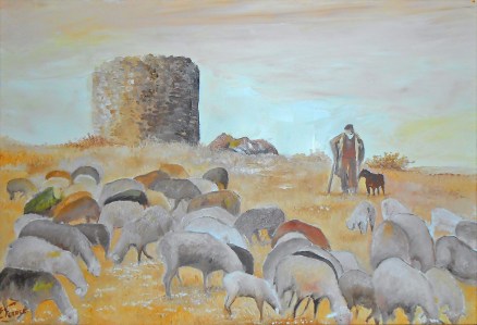 Jean Marie Ferrer artiste peintre de Provence, vente en ligne de tableaux à l'huile au couteau sur toile au couleurs de la Provence. Le berger de Roquebrune.