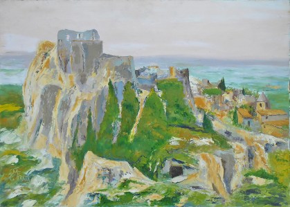 Jean Marie Ferrer artiste peintre de Provence, vente en ligne de tableaux à l'huile au couteau sur toile au couleurs de la Provence. Les Baux de Provence.