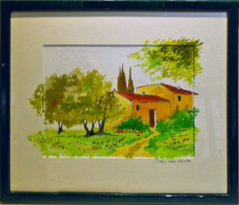 Jean-Marie Ferrer artiste peintre à Fréjus St Raphaël en Provence, aquarelle, dessin aquarellé SOUS MON OLIVIER