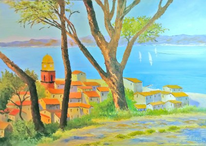 Jean Marie Ferrer artiste peintre de Provence, vente en ligne de tableaux à l'huile au couteau sur toile au couleurs de la Provence. St Tropez depuis la Citadelle.