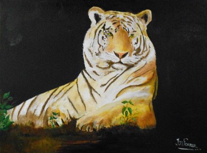 Jean Marie Ferrer artiste peintre de Provence, vente en ligne de tableaux à l'huile au couteau sur toile au couleurs de la Provence. Tableaux divers, le tigre.