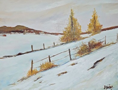 Jean Marie Ferrer artiste peintre de Provence, vente en ligne de tableaux à l'huile au couteau sur toile au couleurs de la Provence. Neige sur le plateau
