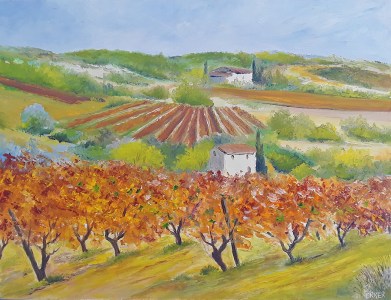 Jean Marie Ferrer artiste peintre de Provence, vente en ligne de tableaux à l'huile au couteau sur toile au couleurs de la Provence. Vignoble provençal