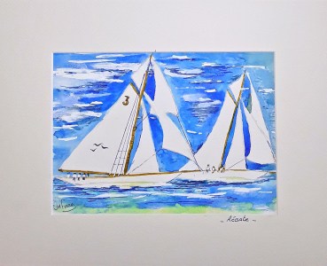 Jean-Marie Ferrer artiste peintre à Fréjus St Raphaël en Provence, aquarelle, dessin aquarellé  RÉGATE