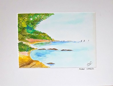 Jean-Marie Ferrer artiste peintre à Fréjus St Raphaël en Provence, aquarelle, dessin aquarellé  Rivage varois