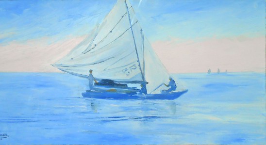 Jean Marie Ferrer artiste peintre de Provence, vente en ligne de tableaux à l'huile au couteau sur toile au couleurs de la Provence. Tableaux vendus en collection privée. Barques tahitiennes.