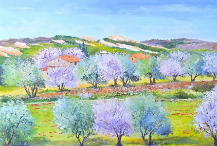 Jean Marie Ferrer artiste peintre de Provence, vente en ligne de tableaux à l'huile au couteau sur toile au couleurs de la Provence. Entre amandiers et oliviers 