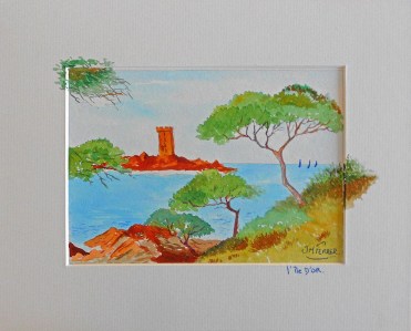 Jean-Marie Ferrer artiste peintre à Fréjus St Raphaël en Provence, aquarelle, dessin aquarellé L'ILE D'OR