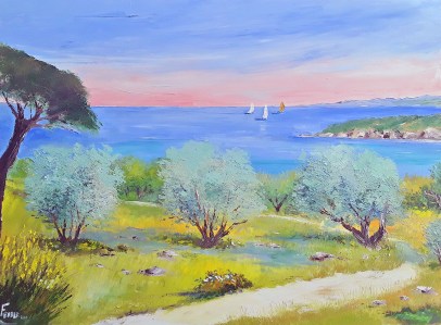 Jean Marie Ferrer artiste peintre de Provence, vente en ligne de tableaux à l'huile au couteau sur toile au couleurs de la Provence. Entre terre et mer