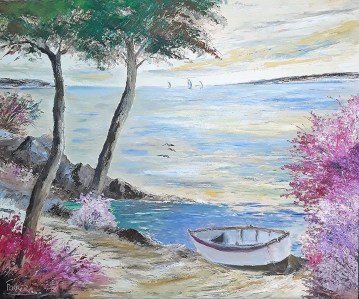 Jean Marie Ferrer artiste peintre de Provence, vente en ligne de tableaux à l'huile au couteau sur toile au couleurs de la Provence. Le chemin des douaniers 