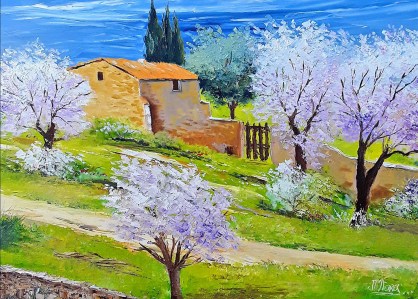 Jean Marie Ferrer artiste peintre de Provence, vente en ligne de tableaux à l'huile au couteau sur toile au couleurs de la Provence. Bonjour printemps