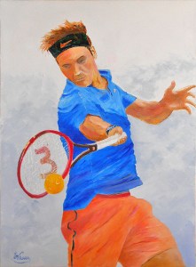 Jean Marie Ferrer artiste peintre de Provence, vente en ligne de tableaux à l'huile au couteau sur toile au couleurs de la Provence. Tableaux divers, le tennisman.