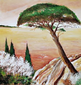 Jean Marie Ferrer artiste peintre de Provence, vente en ligne de tableaux à l'huile au couteau sur toile au couleurs de la Provence. Un soir sur la mer